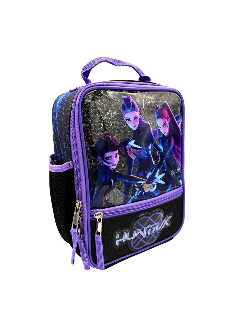Huntrix Insulated KPOP Character Lunch Bag with Dual Zippers and Side Pocket